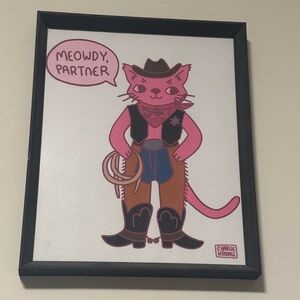Pink Cowboy Cat Art Print
